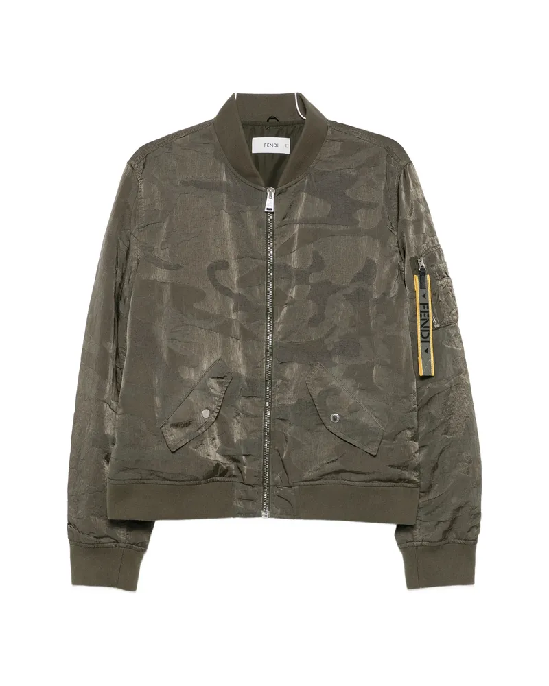 Fendi Camouflage-pattern Bomber Jacket Green