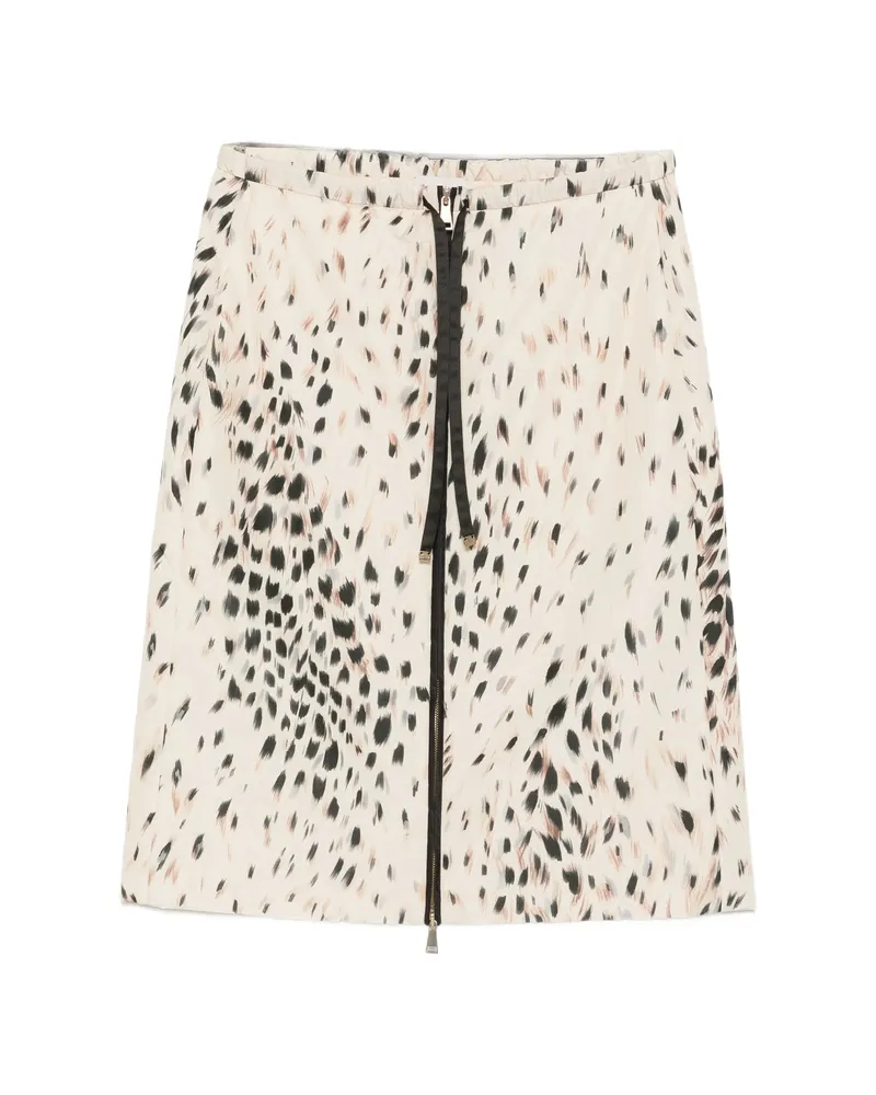Moncler Leopard-print Zip-front Skirt Neutrals