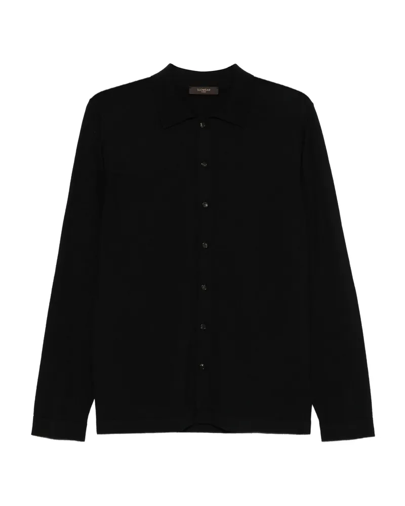 Zanone Virgin-wool Button-front Shirt Black