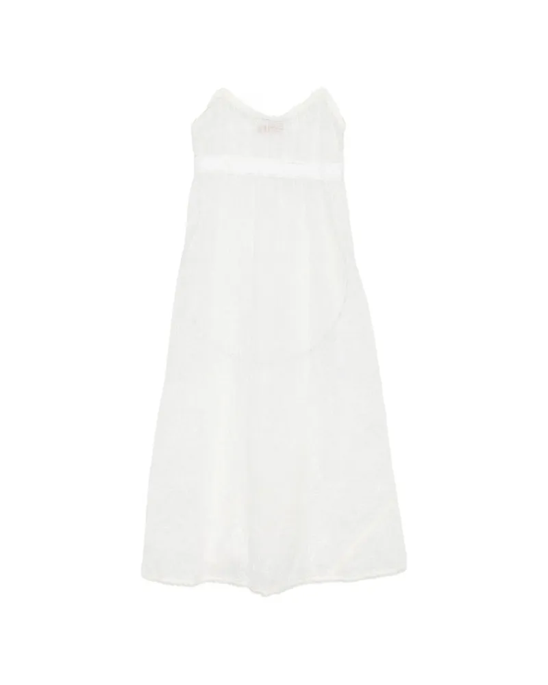 Ermanno Scervino Flower-embroidered Midi Dress White