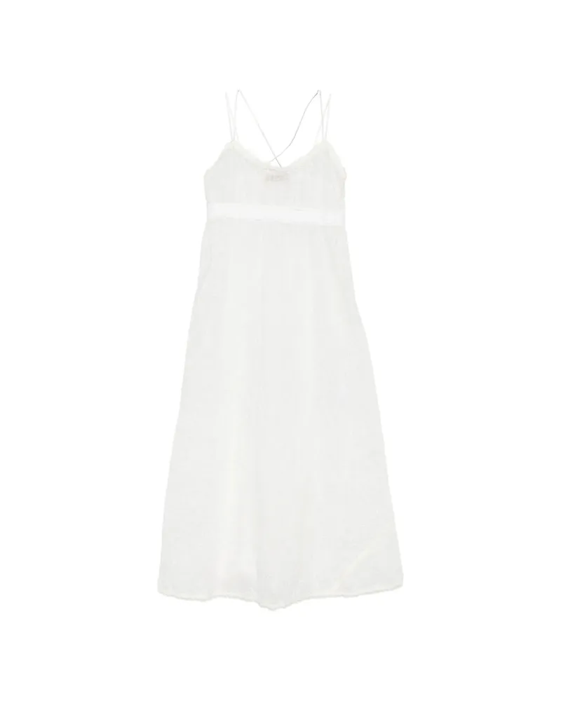 Ermanno Scervino Flower-embroidered Midi Dress White