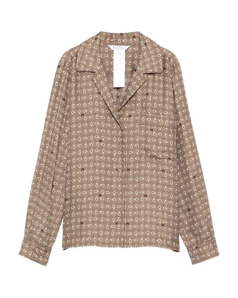 Max Mara Buttoned Patterned Top Brown