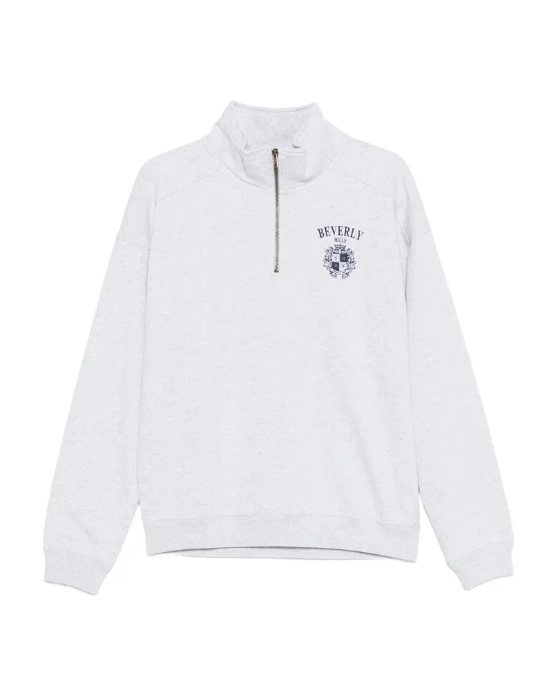 SPORTY & RICH Quarter-zip Pinted Sweatshirt Grey