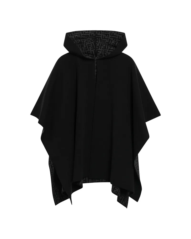Fendi FF Zucca Logo-pattern Hooded Poncho Black