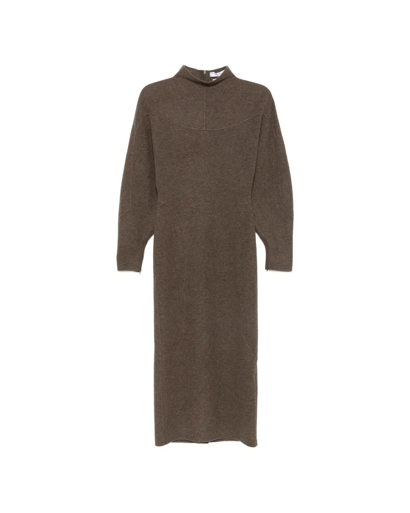 Max Mara Tenuta High-neck Tailored Dress Brown
