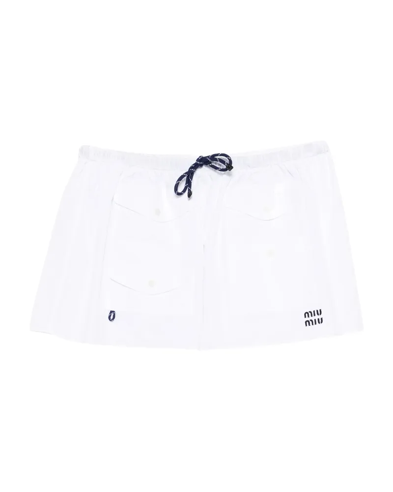 Miu Miu Flap-pockets Logo-detail Mini Skirt White