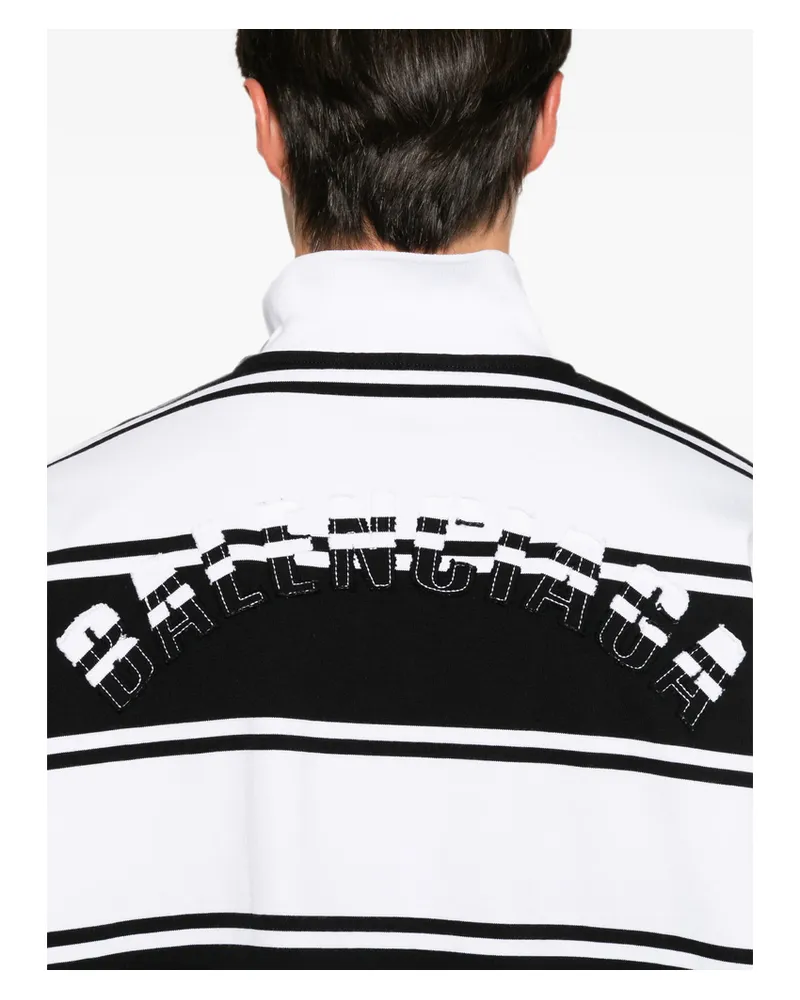 Balenciaga Striped Logo-patch Polo Shirt White