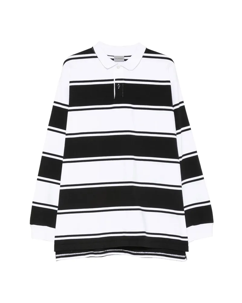 Balenciaga Striped Logo-patch Polo Shirt White