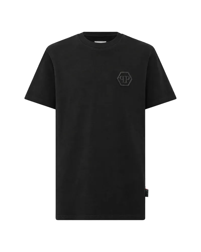 Philipp Plein Round-neck T-shirt Embroidery Hexagon Black