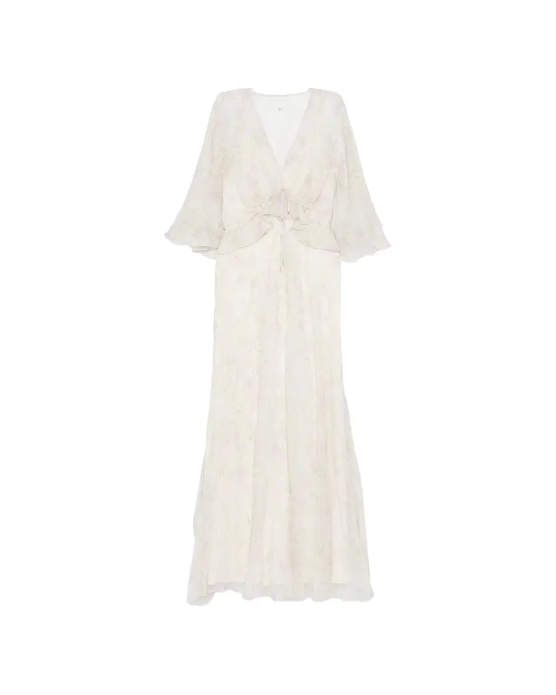 Alberta Ferretti Floral-detail Maxi Dress Neutrals