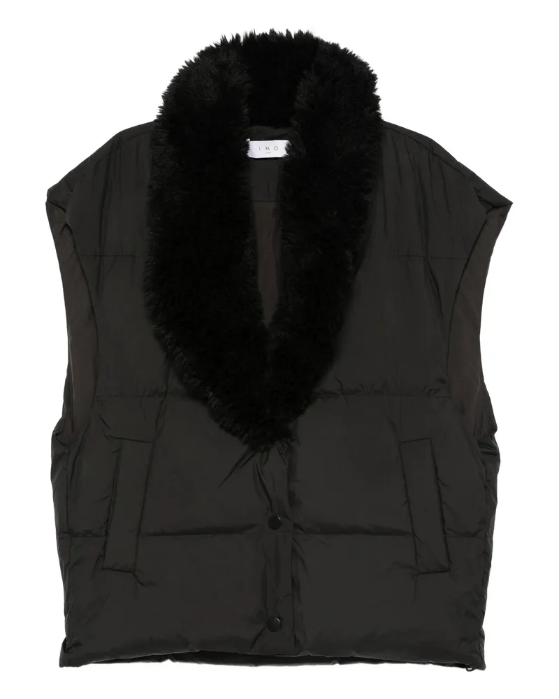 IRO Quilted Faux-fur Collar Vest Black
