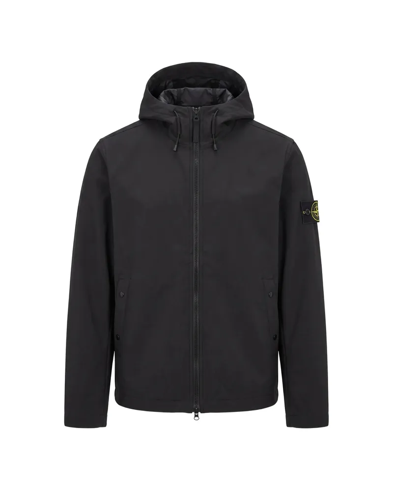 Stone Island Logo-patch Hooded Jacket Black