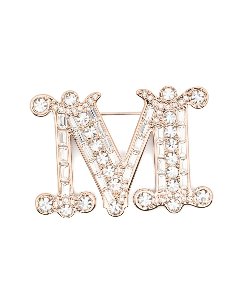 Max Mara Bath2 Crystal-embellished M Brooch Pink