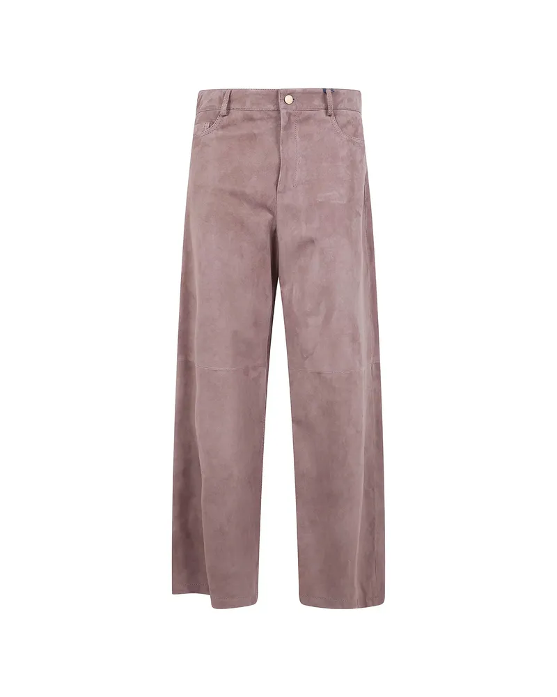 Max Mara Pocketed Leather Straight Trousers Brown