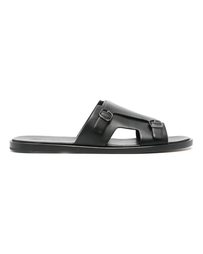 Santoni Double-buckle Leather Sandals Black