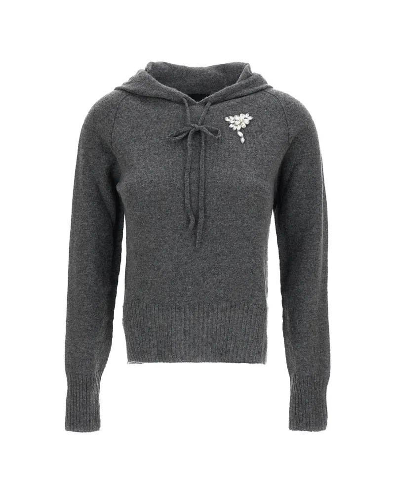 Simone Rocha Embellished Cashmere Hoodie Grey