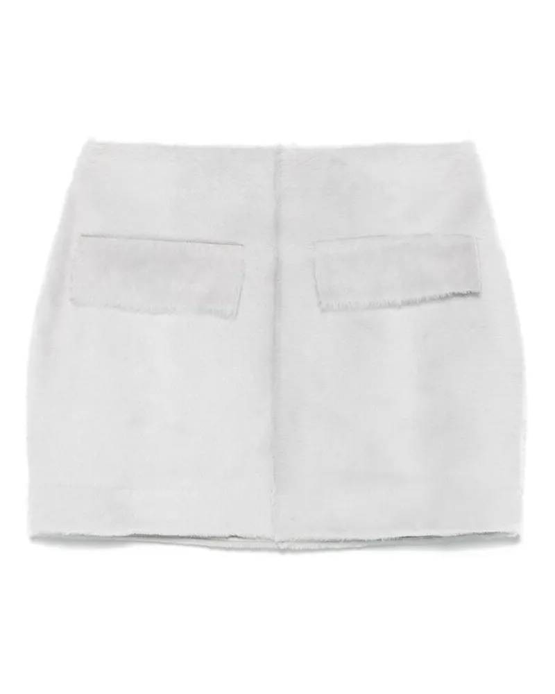 ROTATE Birger Christensen Shearling Mini Skirt Grey