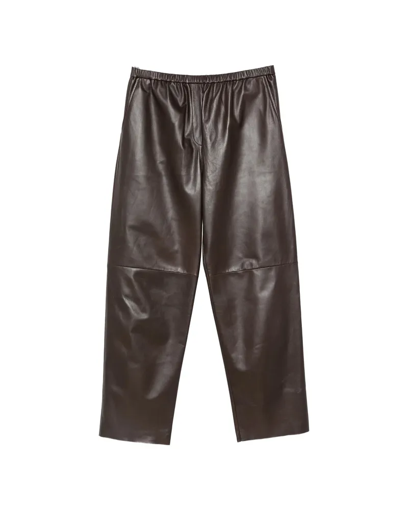 Antonelli Firenze Elasticated Leather Trousers Brown
