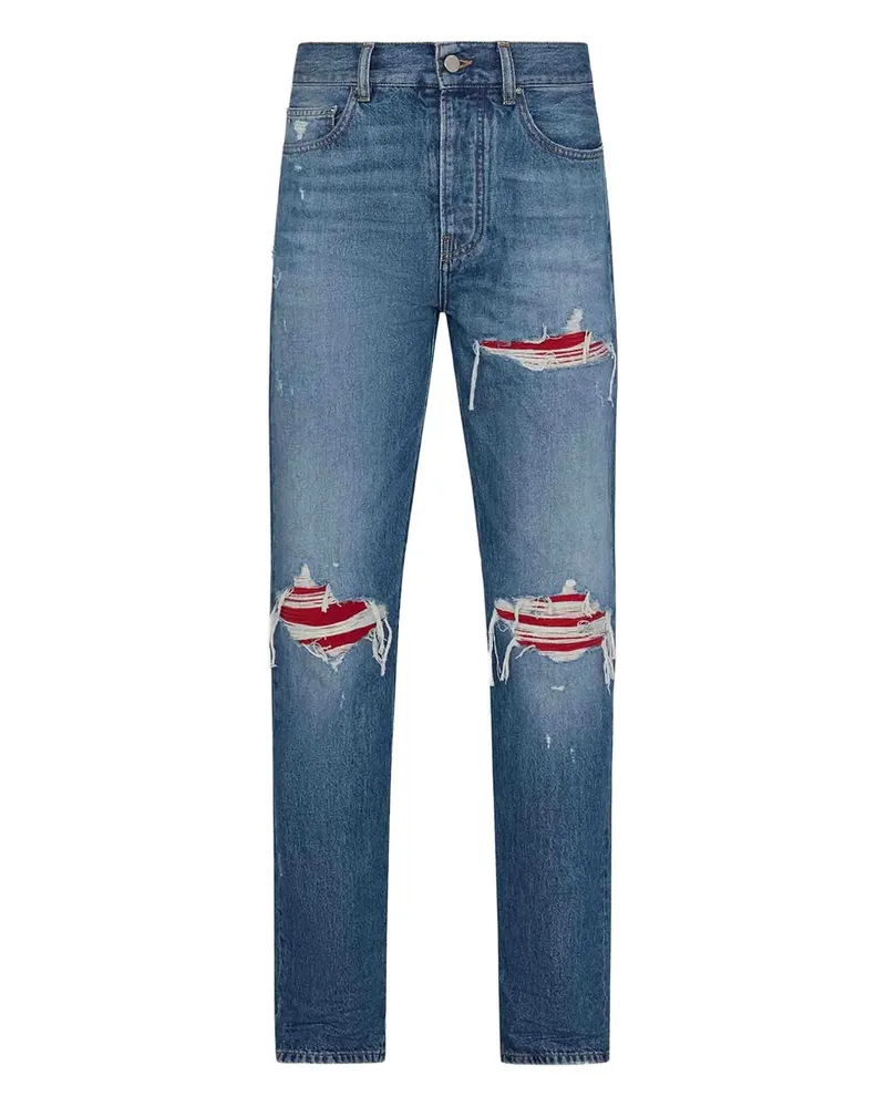 Amiri Distressed Ripped-knees Denim Jeans Blue