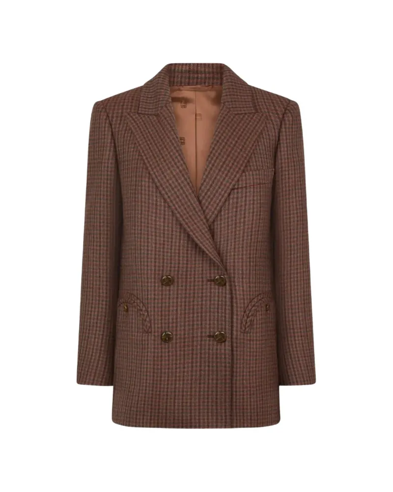 Blazé Milano Check-pattern Double-breasted Jacket Brown