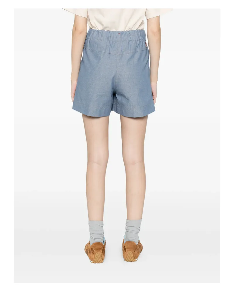 Moncler Pleated Button Shorts Blue