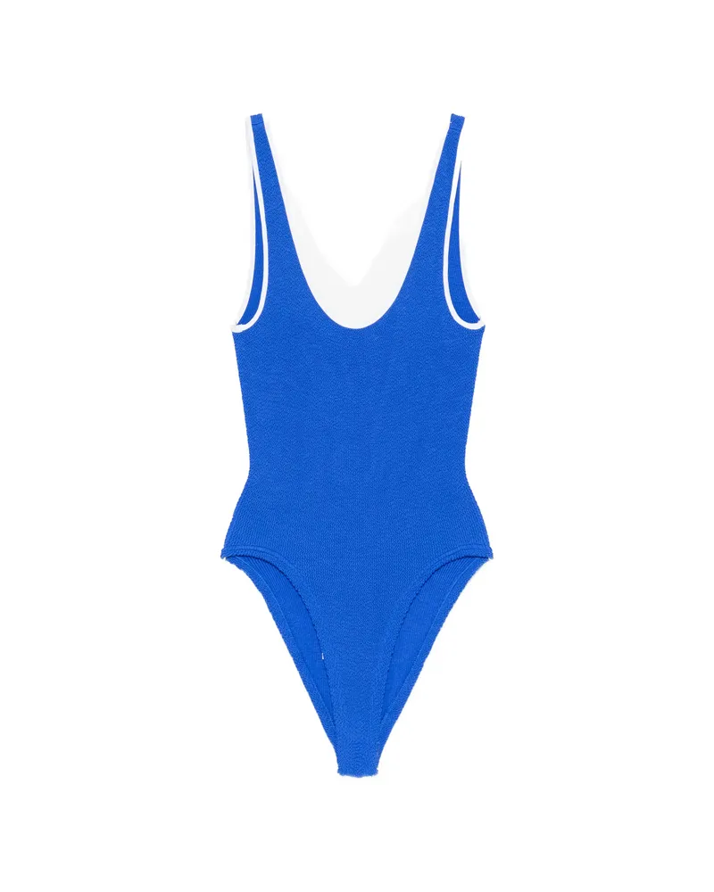 Hunza G Textured Trim Swimsuit Blue