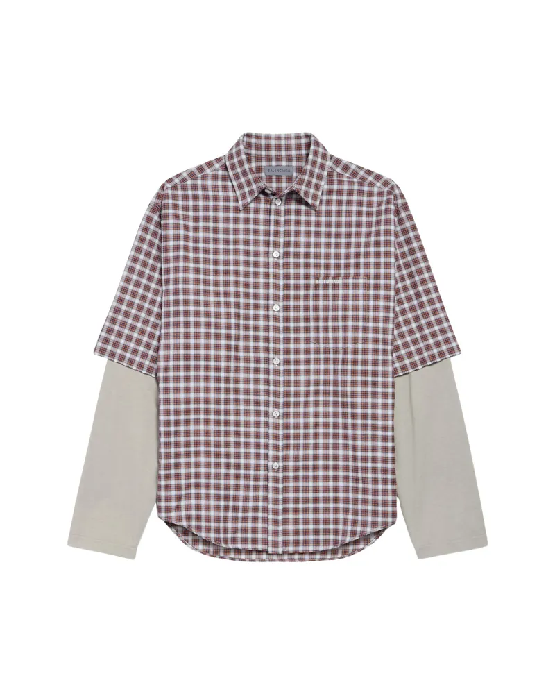 Balenciaga Checked Layered Shirt Red