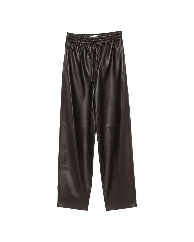 Joseph Drawstring-waist Leather Trousers Brown
