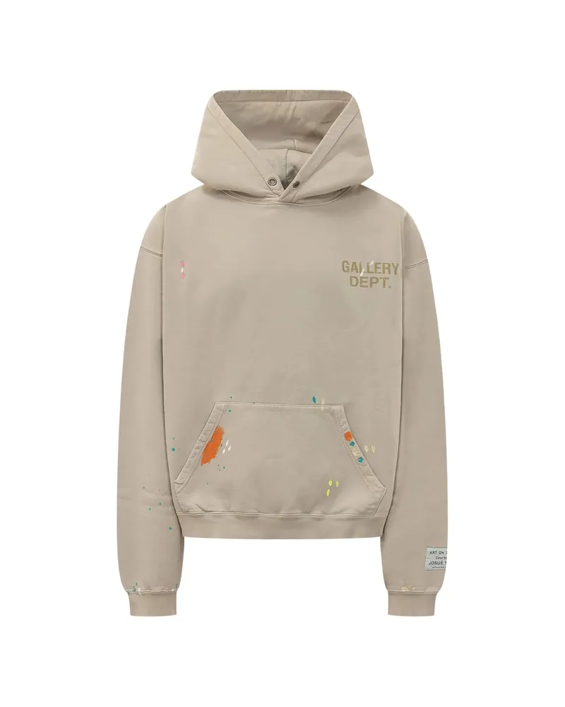 GALLERY DEPT. Paint-splatter Logo-print Hoodie Neutrals