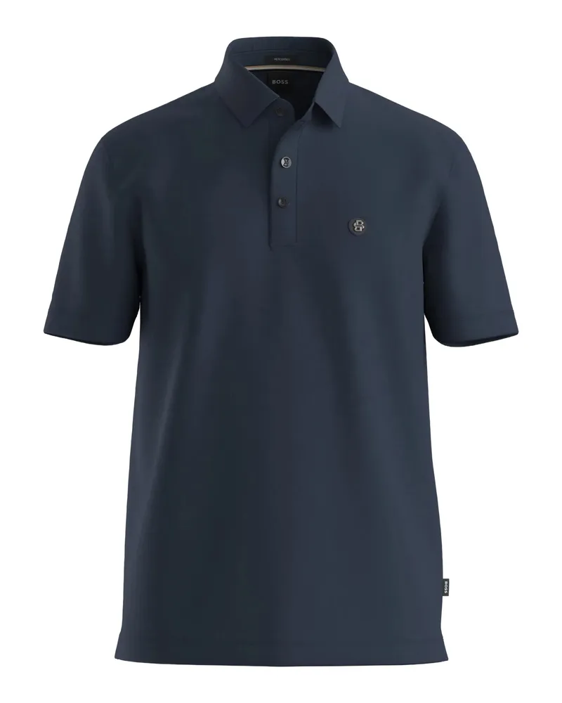 HUGO BOSS Logo-patch Cotton Polo Shirt Blue