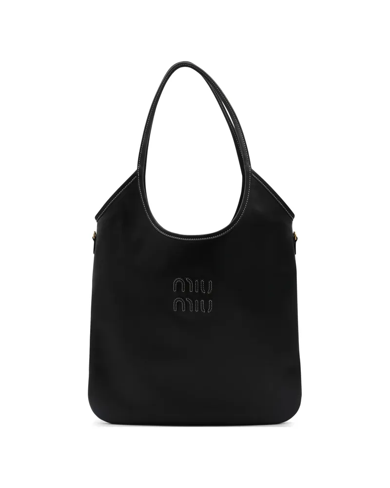 Miu Miu Ivy Leather Tote Bag Black
