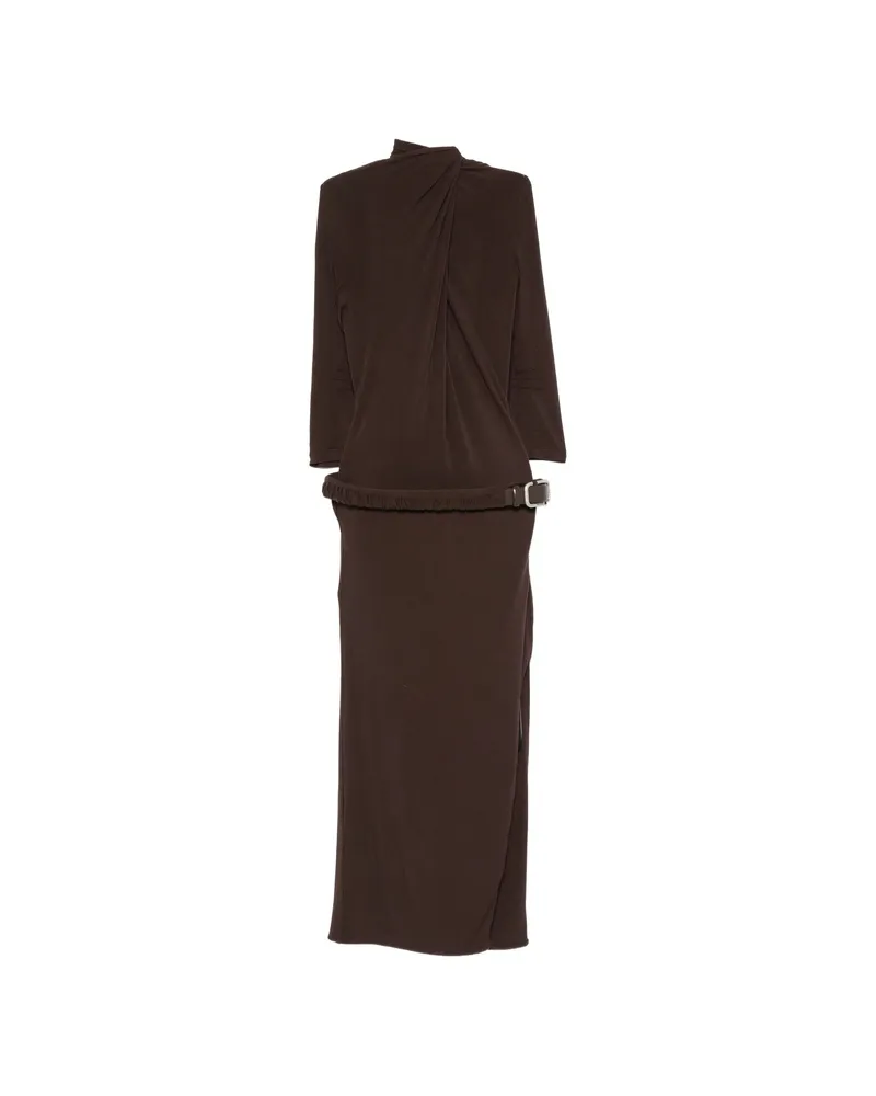 ATTICO Belted Open-back Maxi Dress Brown