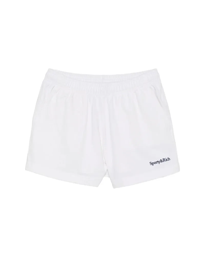 SPORTY & RICH Logo-embroidered Elasticated Shorts White