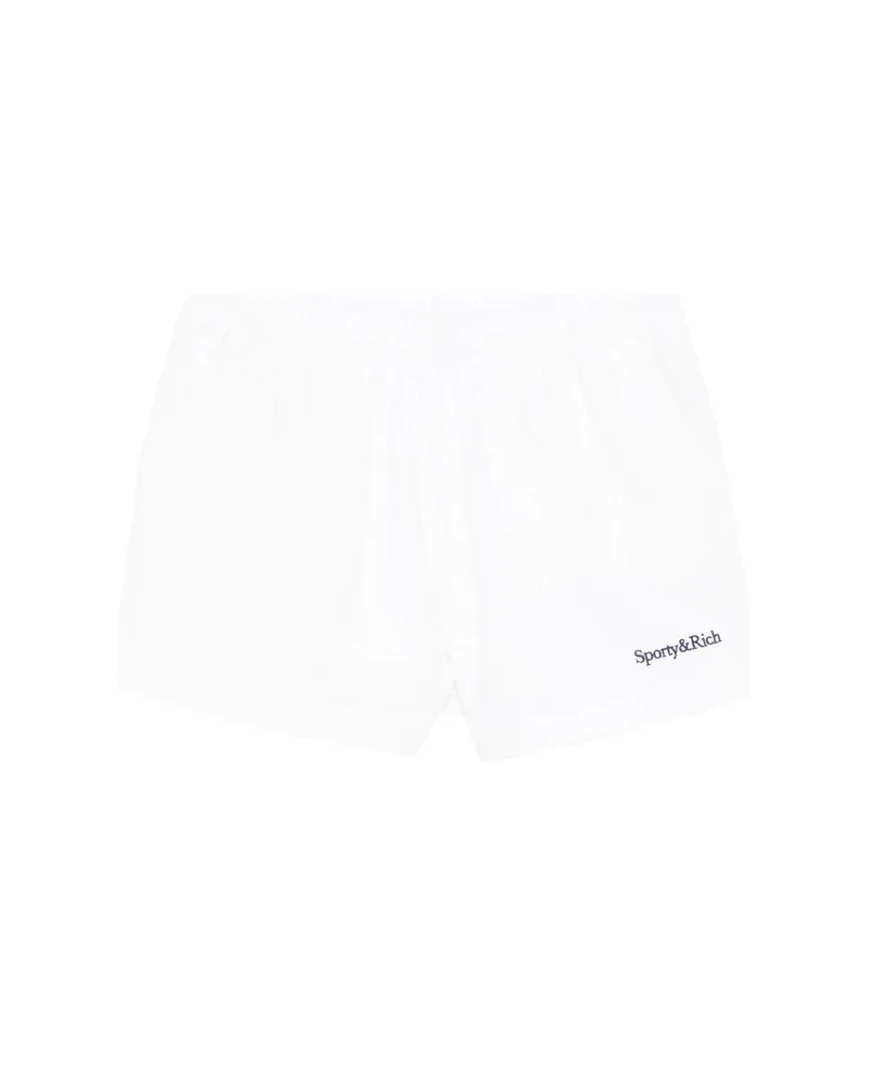 SPORTY & RICH Logo-embroidered Elasticated Shorts White