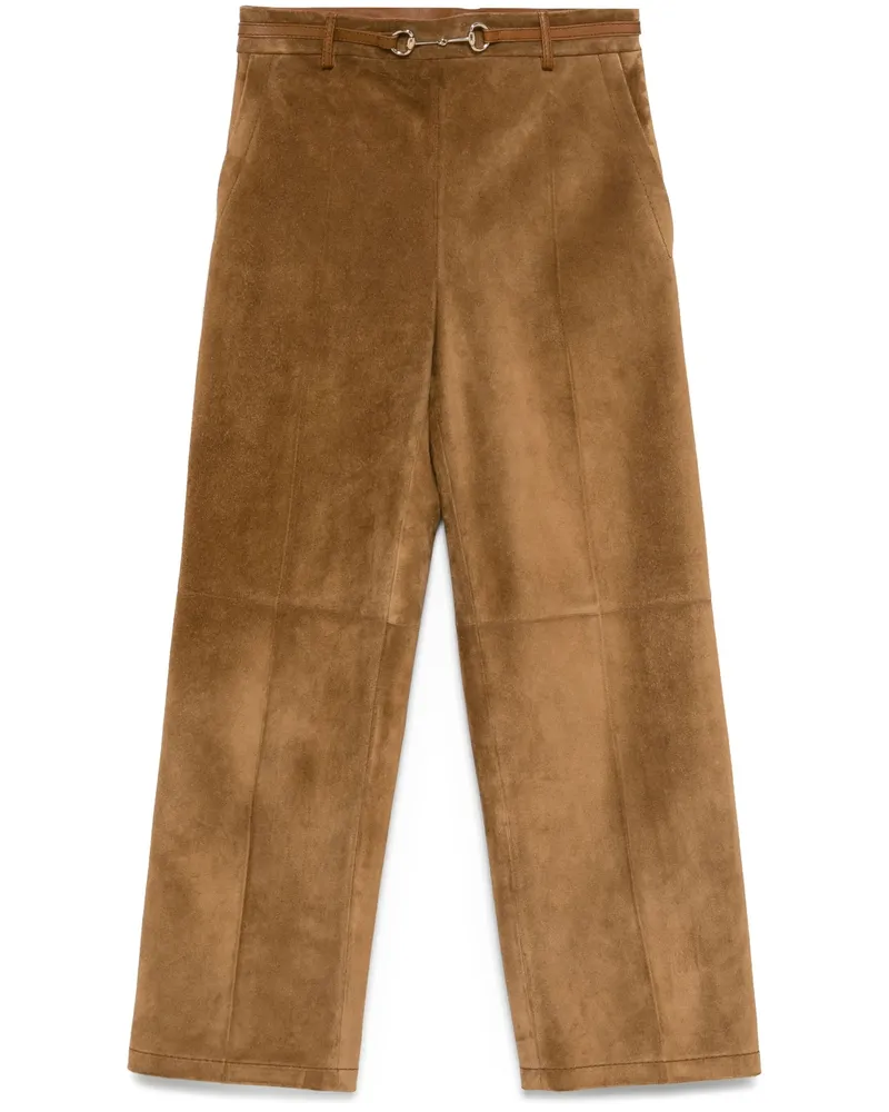 Gucci Horsebit-detail Trousers Brown