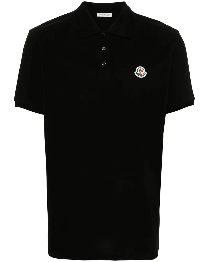 Moncler Logo-appliqué Piqué Polo Shirt Black