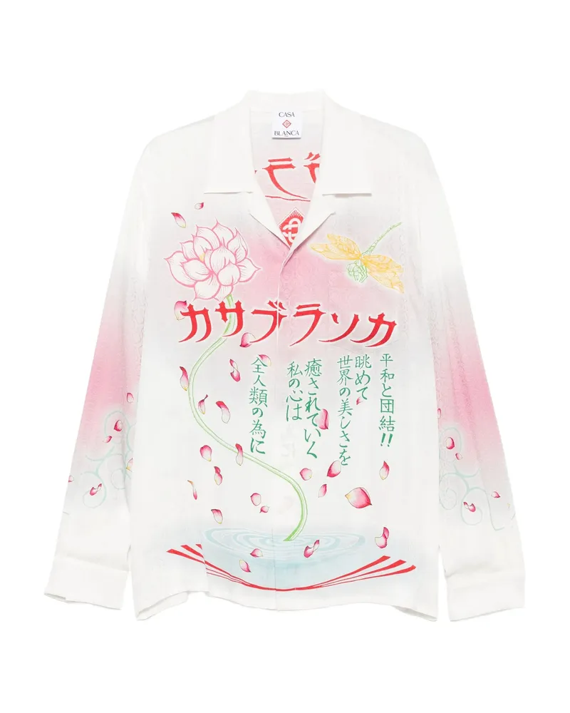 Casablanca Paris Cuban LS Collar Tee Shirt White