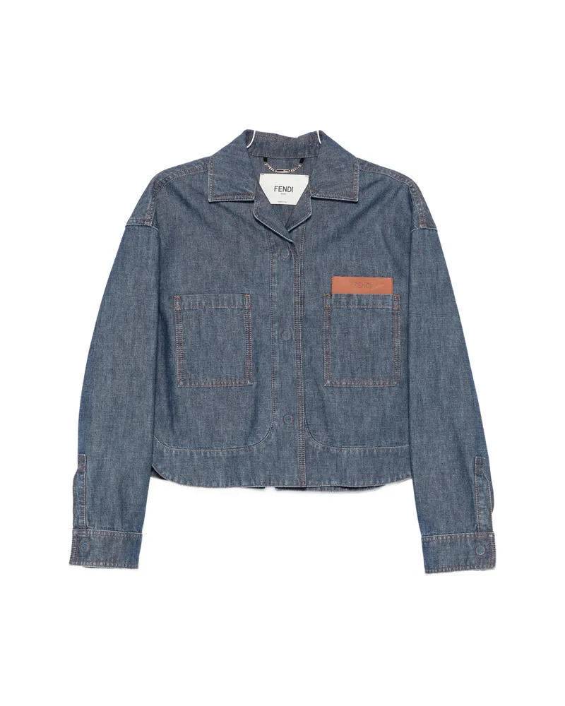 Fendi Logo-patch Patch-pocket Jacket Blue