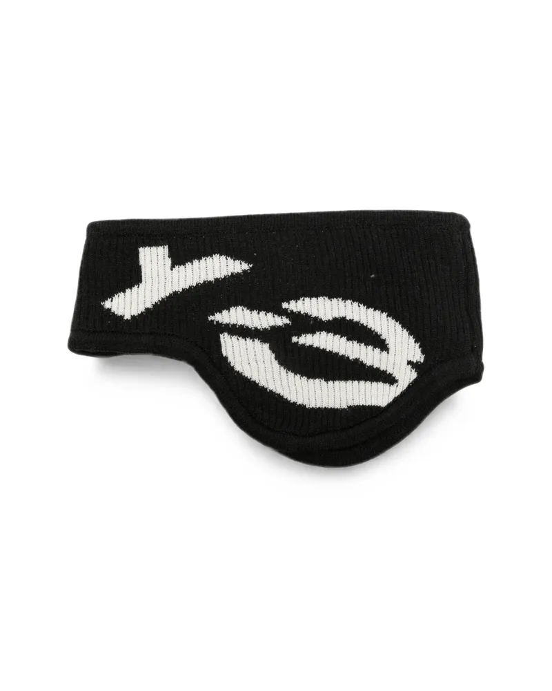 Y-3 X Yohji Yamamoto Logo-intarsia Ribbed Headband Black