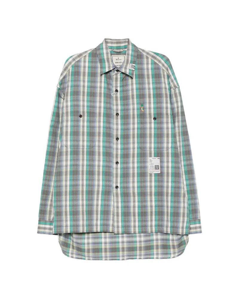 MIHARAYASUHIRO Check-pattern Logo-patch Shirt Green