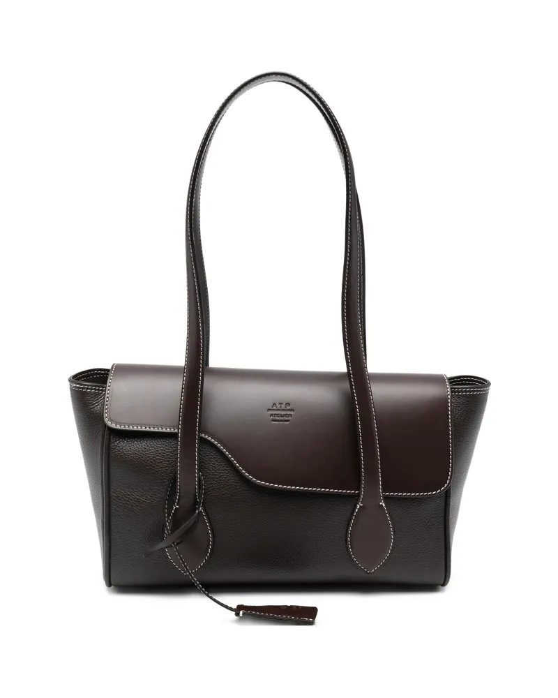 ATP Atelier Eira Topstitch Tote Bag Brown