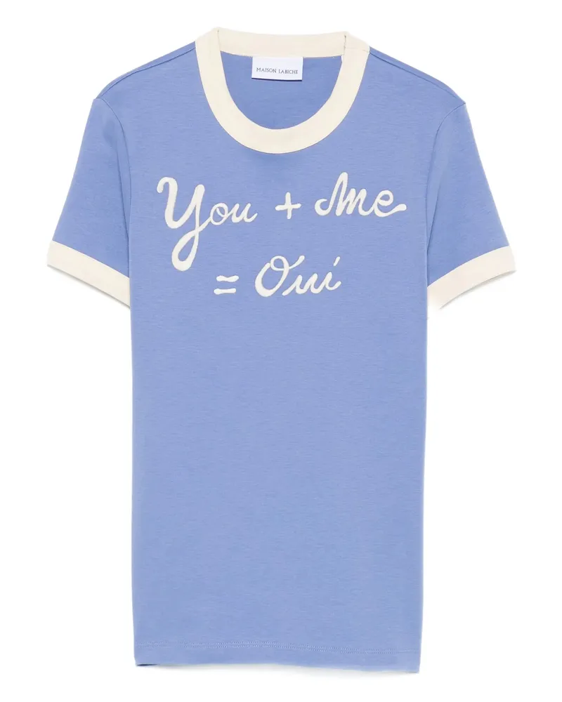 Maison Labiche Embroidered-detail Cotton T-shirt Blue