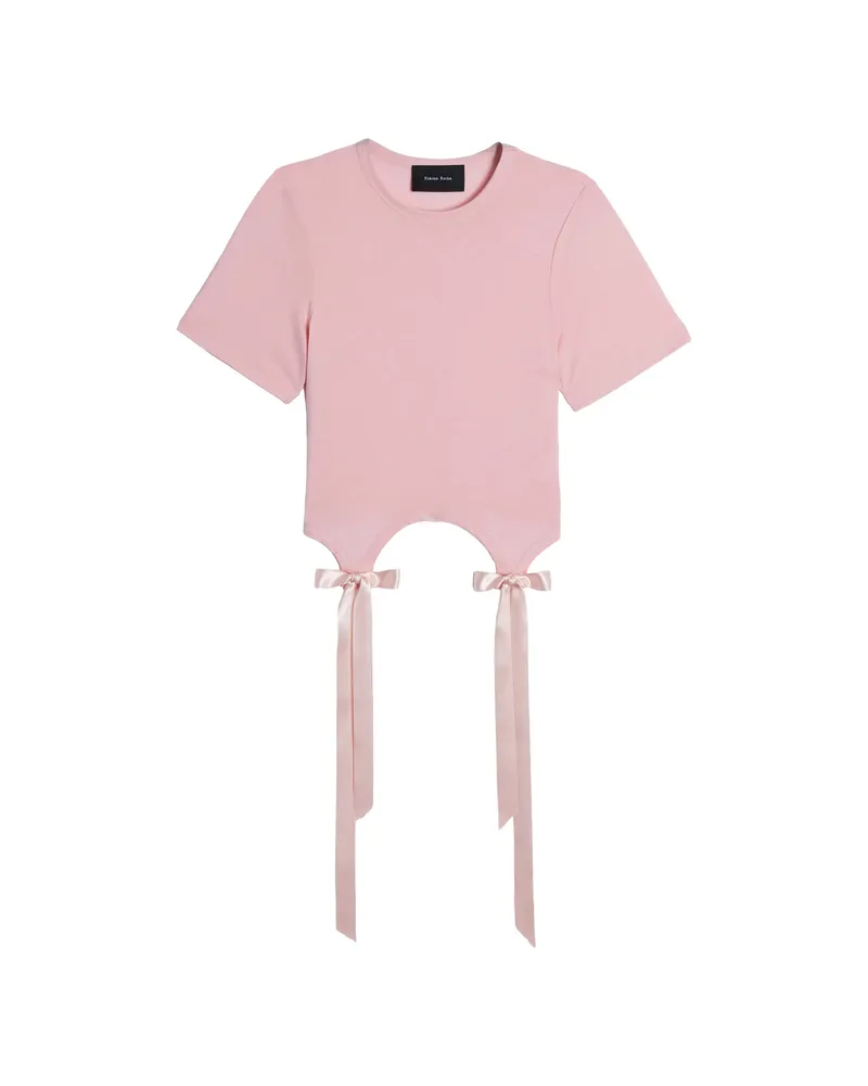 Simone Rocha Bow-detail Cutout T-shirt Pink