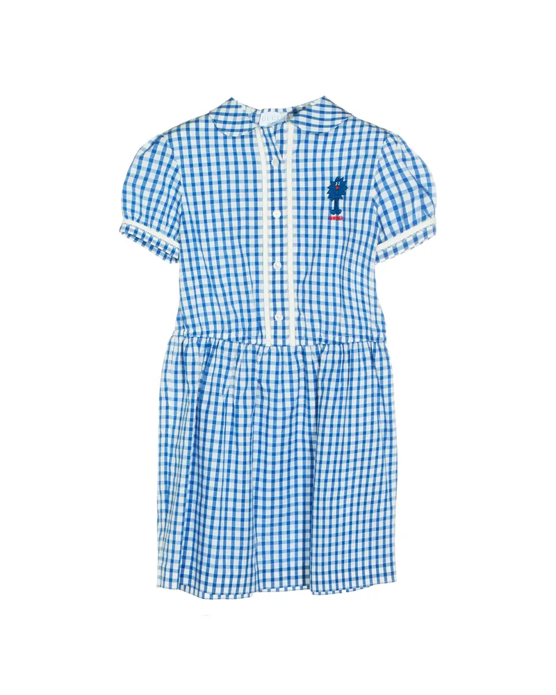 Gucci Check Embroidered Dress Blue