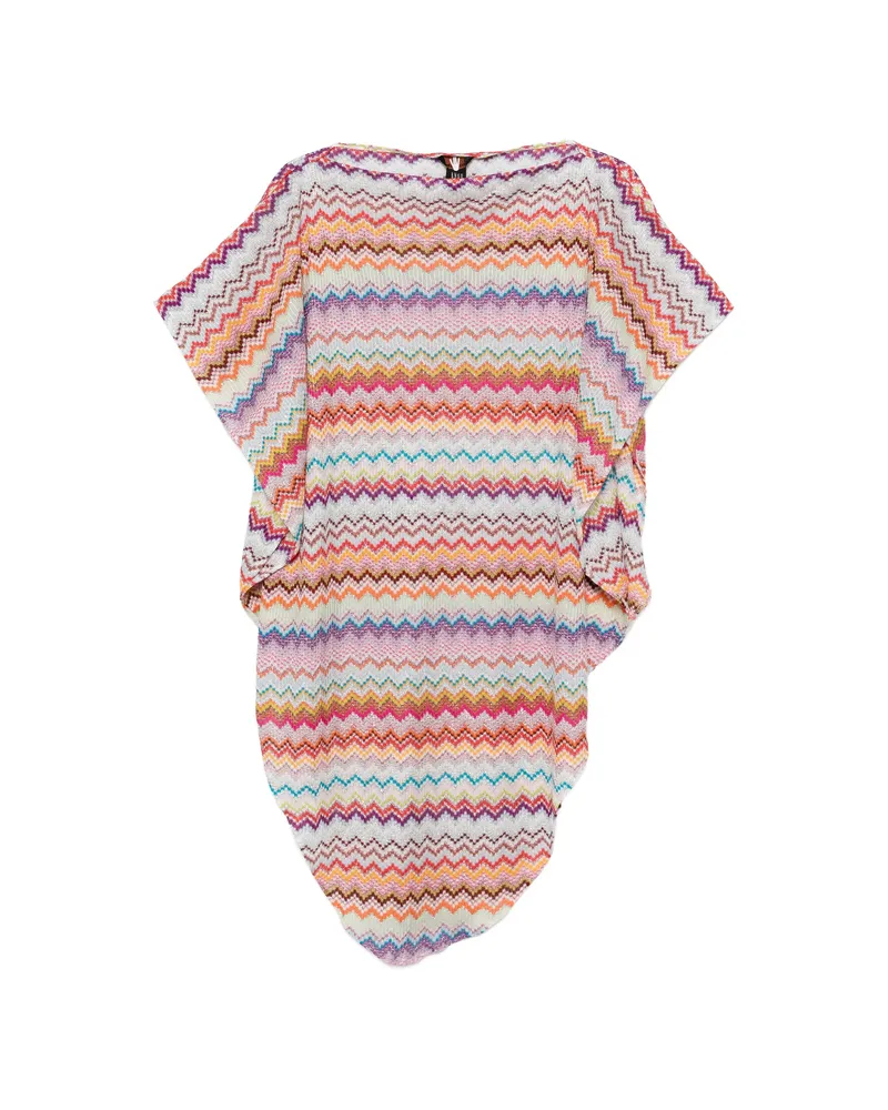 Missoni Zigzag-knit Boat-neck Poncho Pink