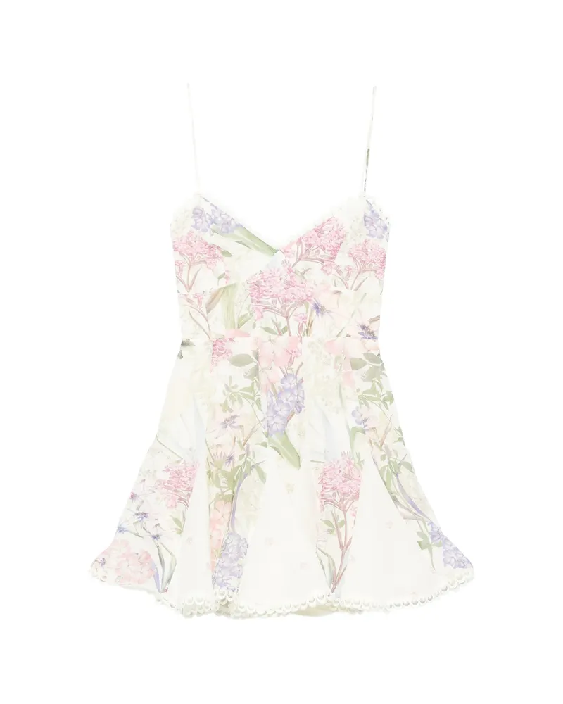 Charo Ruiz Marlene Floral-print Lace Mini Dress White