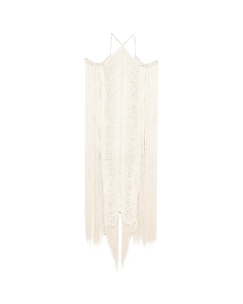 BLESS Fringed Maxi Dress Neutrals