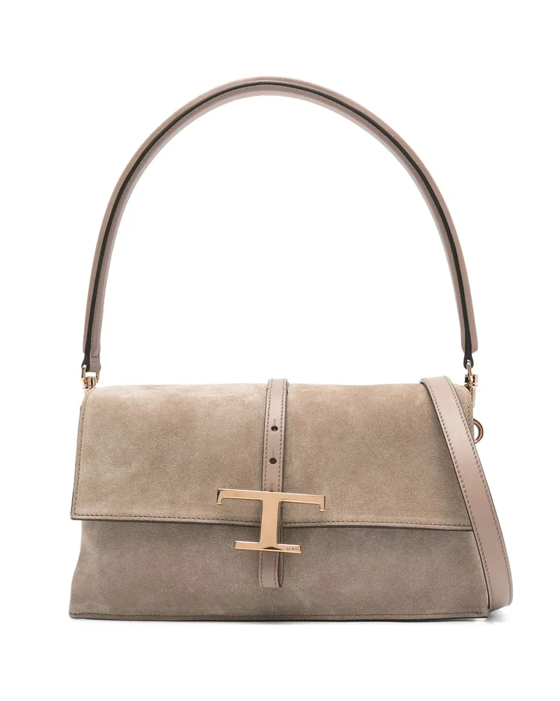 TOD'S Mini T Timeless Flap Shoulder Bag Brown