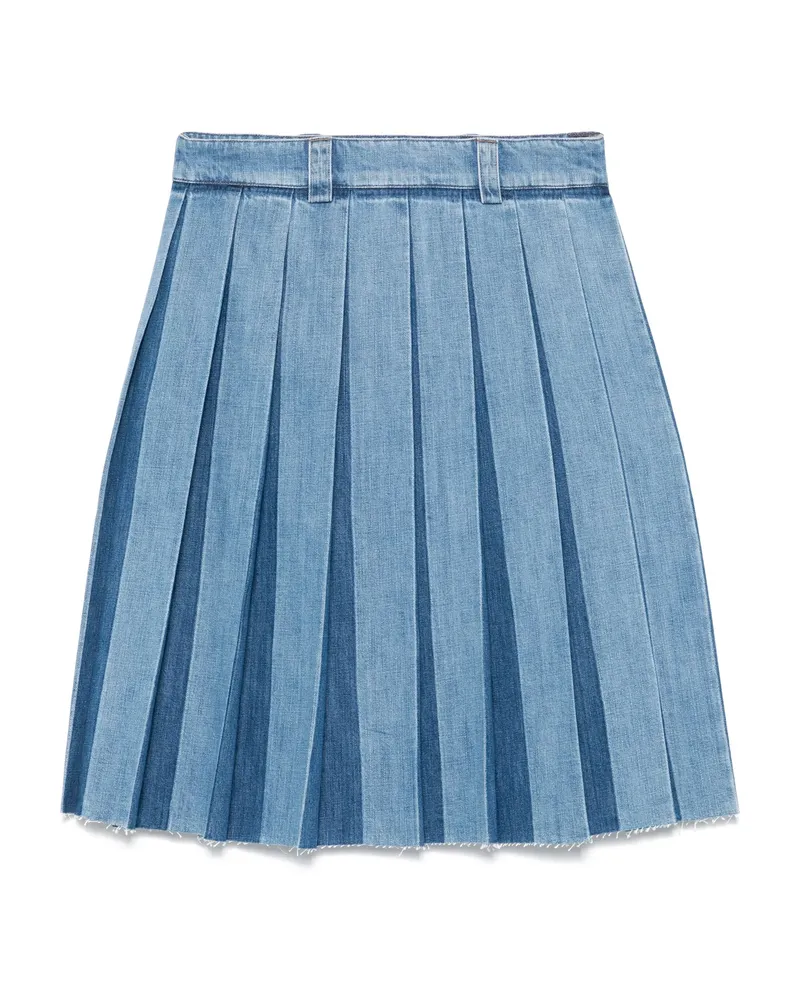 Miu Miu Pleated Denim Skirt Blue