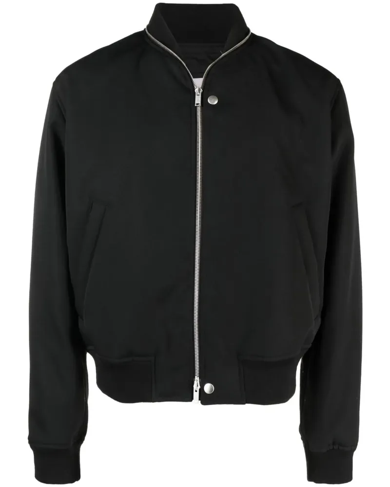 Jil Sander Zipped Wool Bomber Jacket Black